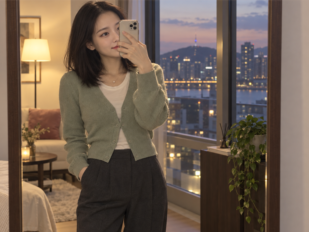 서울특별시 중랑구 이동과 방문 일정을 안내하는 젊은 성인 한국 여성 관리사